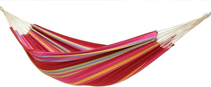 BYER OF MAINE Barbados Hammock, Authentic Brazilian, Sorbet, Recycled Cotton/Polyester Blend, 134" L x 58" W, Holds up to 330lbs