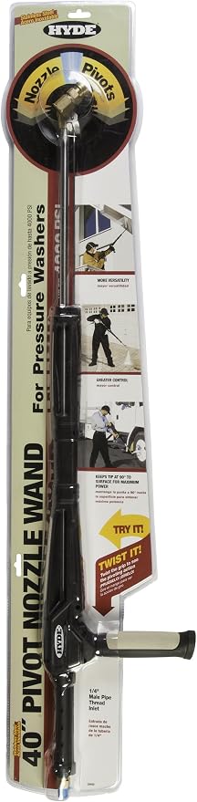 HYDE 28450 Pivot Nozzle Wand, 4000 PSI, Stainless Steel, Pressure Washer Gun, Pressure Washer Wand, Pressure Washer Accessories, Spray Clean Surfaces.