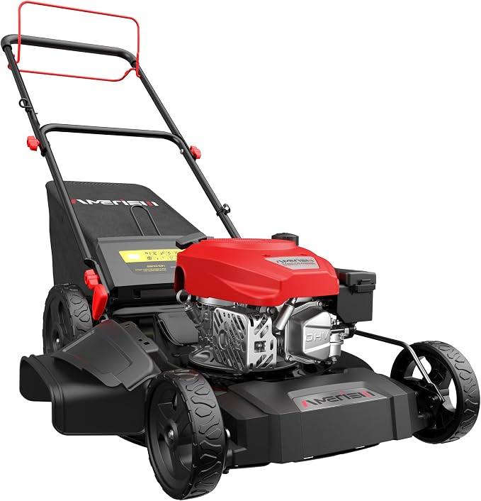 AMERISUN 21-Inch Self-Propelled Gas Lawn Mower for Large Yard, 170cc 4-Stroke Engine, 6-Position Adjustable Cutting Height, 3-in-1 Mulching, Side Discharge & Rear Bag for Garden Landscaping