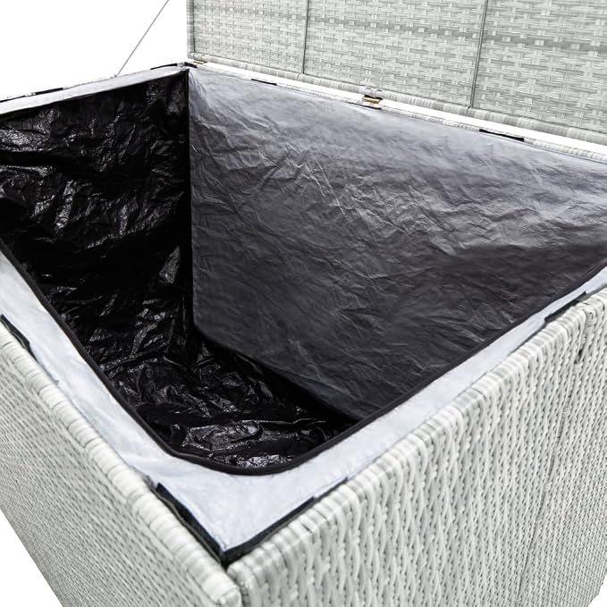 Patio Storage Box,deck box bench,deck box,outdoor storage box,patio furniture, for Patio, Lawn, Backyard, Outdoor, Light Gray 59.1"x39.4"x39.4" Poly Rattan