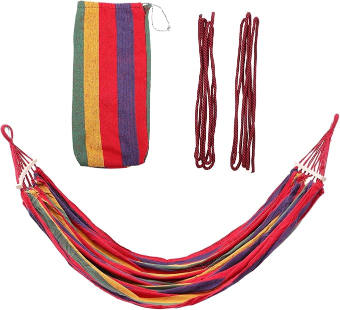 Rope Hammocks for Outside Camping Hammocks Striped Canvas Swing Bed Garden Travel for Adventure