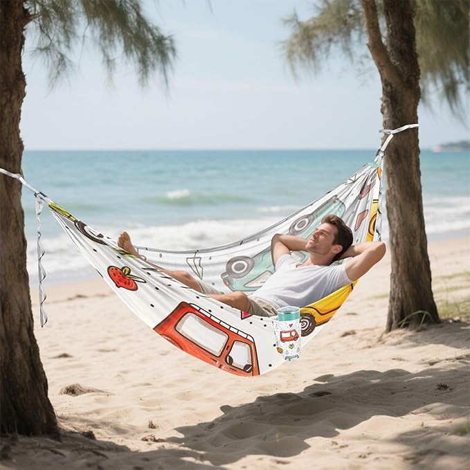 FRMG Cartoon Car Camping Hammock 500 lbs Capacity Portable Hammocks with Tree Straps & Attached Carry Bag, Camping Essentials Gear A0900406a