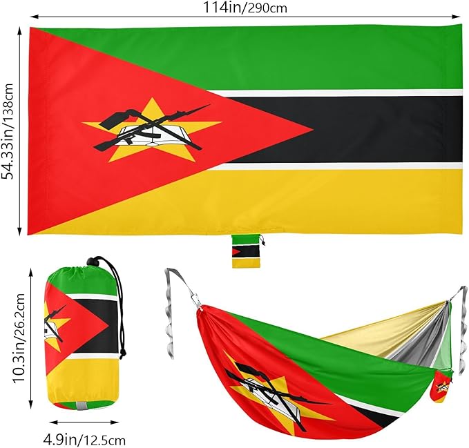 National Flag of Mozambique Hammocks with Portabl Carry Bag Backyard Hammock for Indoor Outdoor Patio