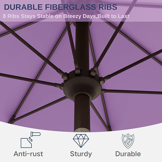 11FT Patio Umbrella, Outdoor Umbrella with with 8 Sturdy Fiberglass Ribs,Market Table Umbrella with Push Button Tilt and Crank,Suit for Backyard,Garden,Pool,Deck(Taro Purple)