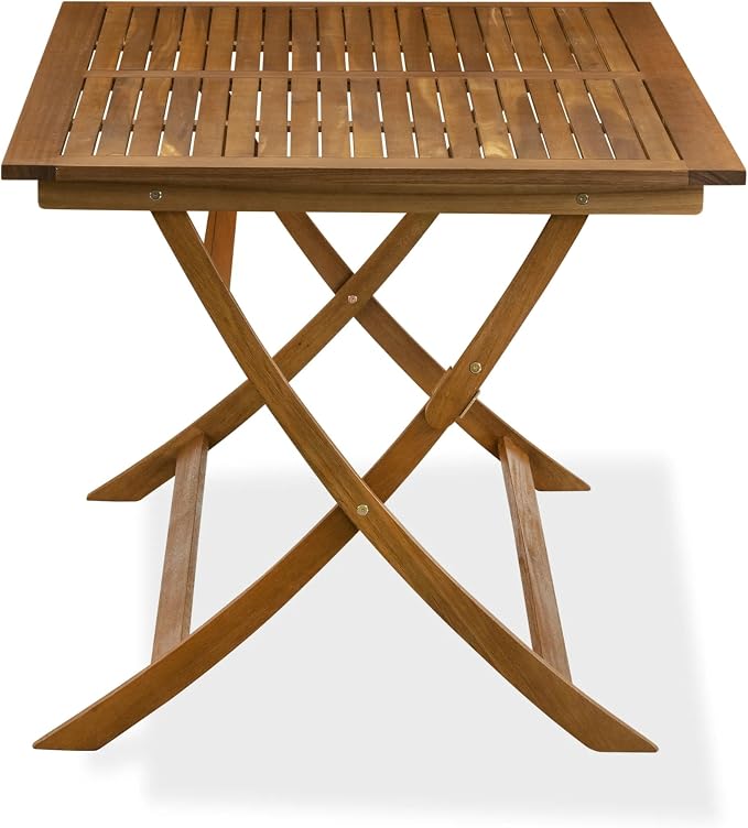 East West Furniture AEBS5CANA 5 Piece Patio Garden Table Set Includes a Rectangle Outdoor Acacia Wood Dining Table and 4 Folding Arm Chairs, 36x60 Inch, Natural Oil