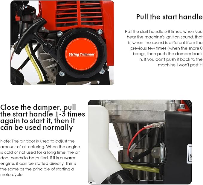 6 in 1 Gas Weed Eater, 52CC 2-Cycle Weed Eater Gas Powered, Gas Weed Wacker, 9500rpm Strong Power & Multi Functional Gas String Trimmer Brush Cutter for Yard & Garden Red