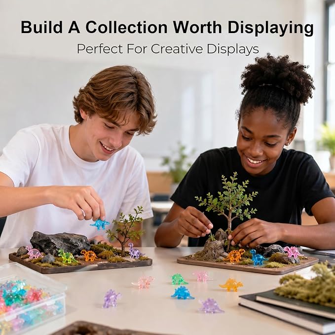 Mini Dinosaur Figurines, Resin Mini Animals Bulk, Tiny Dinosaur Statues for Desk Decor, Party Favors, Collectible Decorations & Treasure Hunt Games (200pcs)