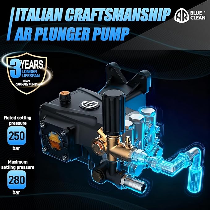 Hot Water Pressure Washer 4000PSI 4GPM,420cc 13.5HP Gas Engine with AR Pump, Commercial Heavy-Duty Power Washer for Trucks, Machinery, Concrete, Industrial Grease (Blue)
