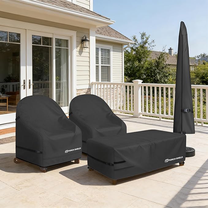 Porch Shield Waterproof Patio Adirondack Chair Cover 2 Pack Fits Outdoor Chairs 32W x 34D x 36H inch, Black