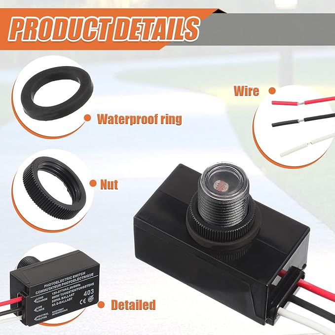 6 Pack Dusk to Dawn Sensor 120-277V Photoelectric Switch Photocell Light Sensor Hardwired Post Eye Light for Most Outdoor Lighting Fixtures