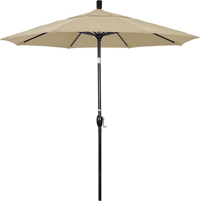 California Umbrella 7.5' Round Aluminum Market Umbrella, Crank Lift, Push Button Tilt