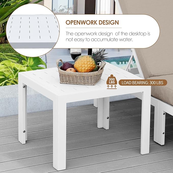 NICESOUL 12 Piece Luxury Aluminum Outdoor Sectional Sofa with End Table, L Shaped Oversized Modular Patio Furniture Set, 29" Deep Wide Seating, 500 lbs Heavy Duty Conversation Set for Backyard, Beige