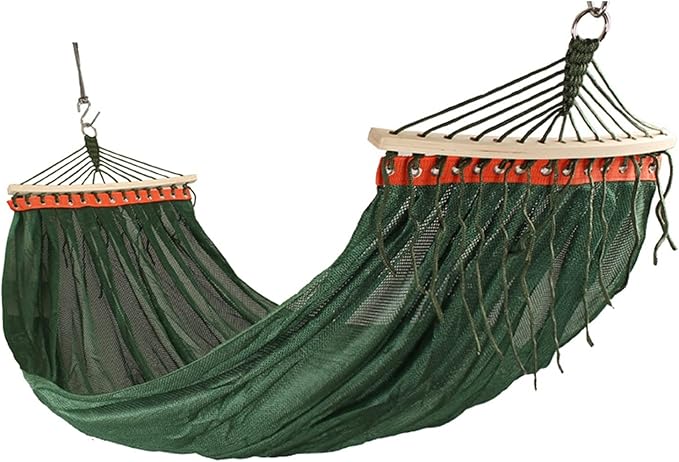 Camping Hammock, Outdoor Garden Hammock with Metal Ring Load Capacity 250 kg Portable Carry Bag and Hanging Straps for Patio Yard Beach Camping(Green)