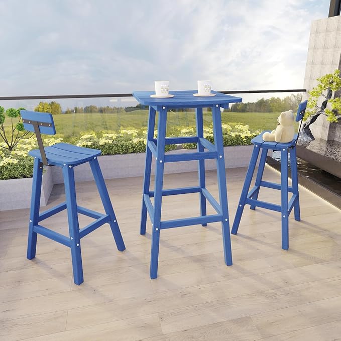 Outdoor Bar Table, HDPE Patio Bar Table, All Weather Height Patio Tables, Outdoor Bar Height Table, Tall Bistro Pub Table for Outside Deck, Porch, Backyard, Garden, Navy Blue