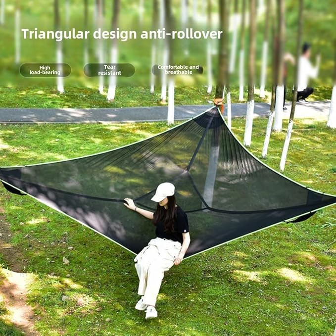 Air Triangle Camping Hammock, Multi-Person Portable Hammock for Adults and Children, Family Triangle Hammock, 1-3 Adults and Children Maximum Weight Capacity 440 lbs
