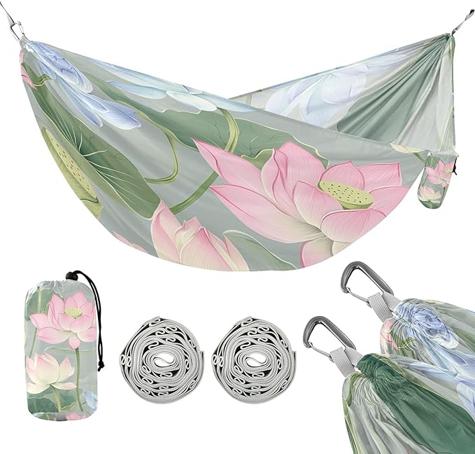 Hammocks for Outside Summer Flowers Camping Hammock Portable Hammocks with Tree Straps and Carry Bag Camping Accessories for Hiking Beach Outdoor