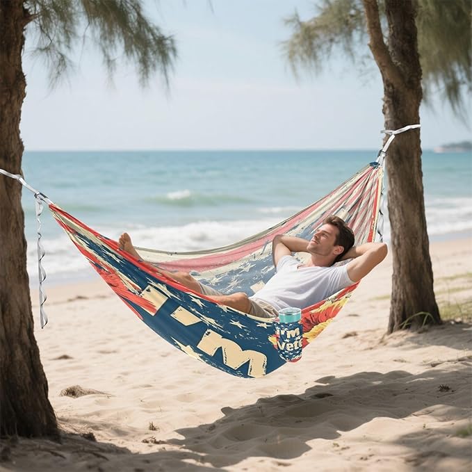 National Vietnam War Veterans Day Flowers Army Outdoor Hammock with Tree Straps Tree Hammock for Outside Beach Patio Garden