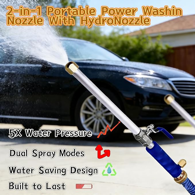 2026 New Model Jet Flux Pro-Power Pressure Washer | 2-in-1 Portable Power Water Gun, Dual Nozzles with Quick-Connect, Effortlessly Handles Car Washing, Patio & Home Cleaning