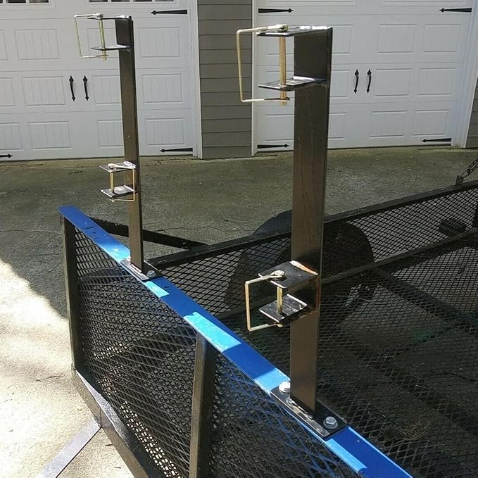 KUAFU 2 Place Weeder Trimmer Racks Holders Hold for Open Landscape Trailer Truck Edgers Pole Saws Tree Trimmers Black