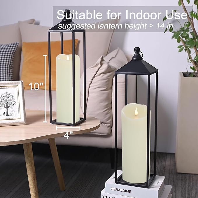 TECHLONG 10" x 4" Large Flameless Candles with Remote Timer, Flickering 3D Moving Flame, Last 1000+ Hours, Real Wax Tall LED Pillar Candles Battery Operated for Indoor Home Decor, Ivory