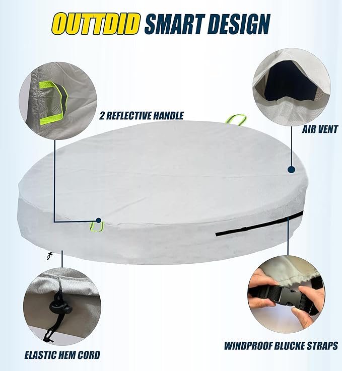 Outdoor Daybed Cover Waterproof, 600D Round Patio Sofa Cover, Heavy Duty Outdoor Canopy Daybed Sofa Cover - Ø75"X35''/18H