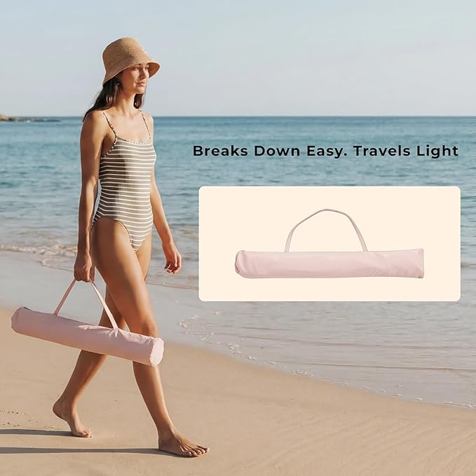 6FT Patio Beach Umbrella for Outdoor, UPF 50+ Sun Shade for Patio, Backyard, Garden, Pool and Beach, Tilt Adjustable, Portable, Harbour Rosé Pink