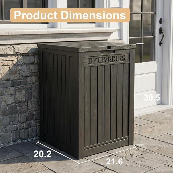 EasyUp 56 Gallon Deck Boxes Outdoor Waterproof, Resin Outside Storage Box for Patio Cushion Furniture Pool Accessories Garden Tools Indoor Outdoor Storage Bench (56 Gallon, Black)