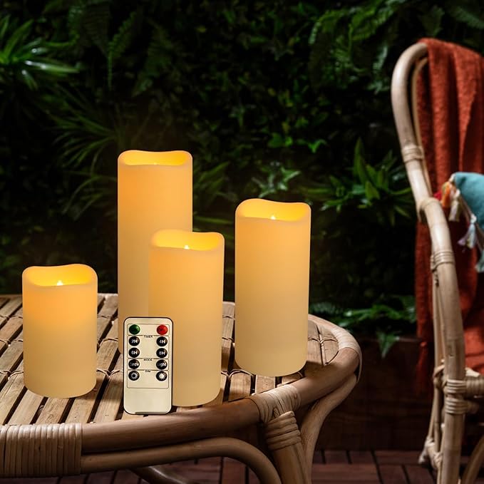 Enpornk Set of 96 Flameless Led Battery Opeated (D2.2'' x H4''5''6'') Waterproof Outdoor Indoor Candles with 10-Key Remotes and Cycling 24 Hours Timer