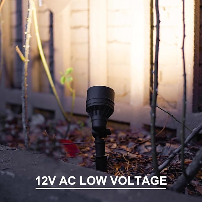 GOODSMAN Landscape Lighting 2PK Low Voltage Landscape Lights Led Low Voltage Landscape Spotlights 4.5W 205 Lumen Floodlights with Cable Connectors Metal Stakes 9127-96603-02A Black
