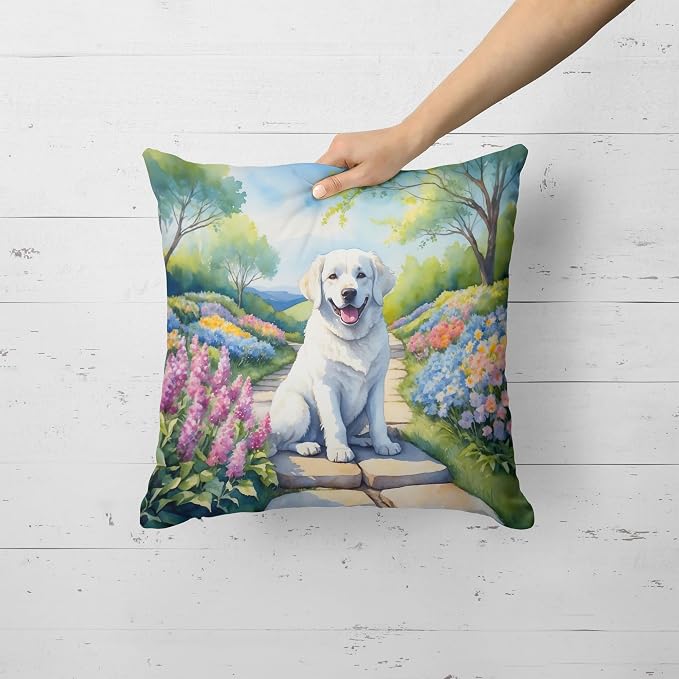 Caroline's Treasures Kuvasz Spring Path Throw Pillow Machine Washable, Indoor Outdoor Decorative Pillow for Couch, Bed or Patio, 18Hx18W