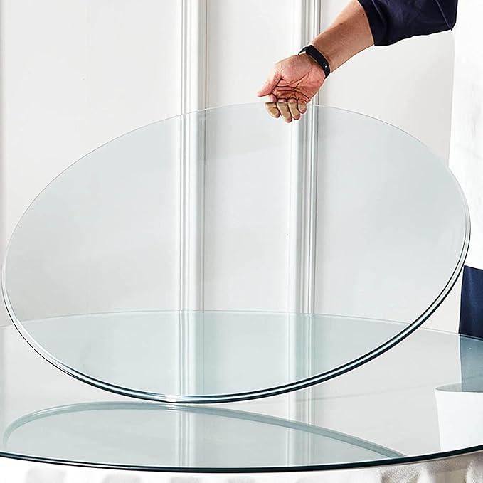 18" Tempered Glass Table Top Round Transparent Table Surface 1/4'' Thick Pencil Polished Edge Multipurpose for Dining, Coffee, Restaurant and End Table (18.11 inch)