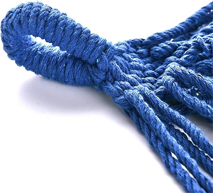 CJ Ultra Double Brazilian Hammock - XL Wide Two Person Soft Woven Cotton Fabric - Long Hamaca Swing Bed for Backyard Patio or Porch - Outdoor or Indoor - Includes 2 Hanging Tree Ropes (Blue Striped)
