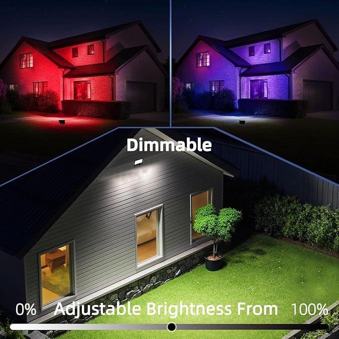 ILC LED Flood Light 30W Outdoor RGB Color Changing, Smart Floodlights RGBW 2700K Warm White & 16 Million Colors, 20 Modes, Grouping, Timing, IP66 Waterproof (2 Pack)