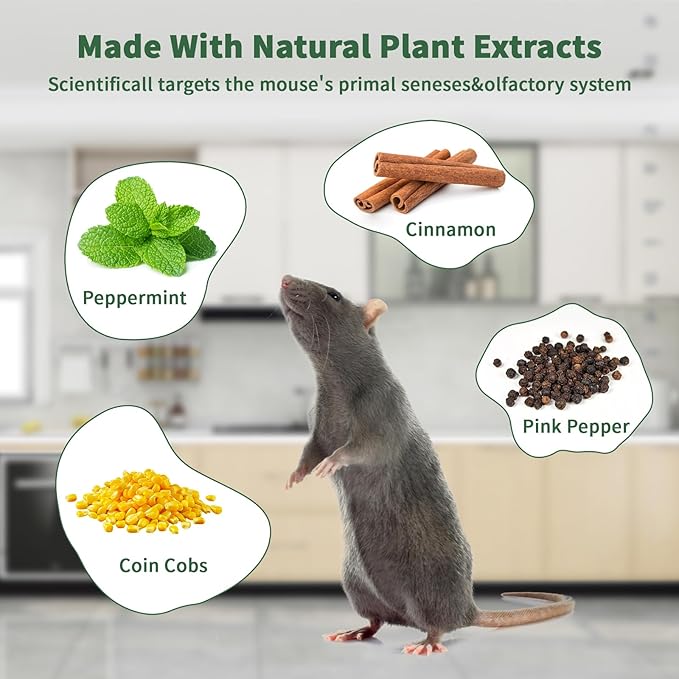 Mouse Repellent Pouches, 10 Pack Peppermint Oil Rodent Mouse Deterrent, Suitable for Indoor and Outdoor Use, Prevents Squirrels Spider Pests and Repels Mice, Safe for Pets and Family