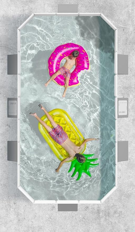 Foldable Swimming Pool, Rectangular Above Ground Swimming Pool for Outdoor Family Square Pool with Drain Plug and Drain Hole, Easy to Assemble Pool for Kids, Pets and Dogs(102.4" L x 65" W)