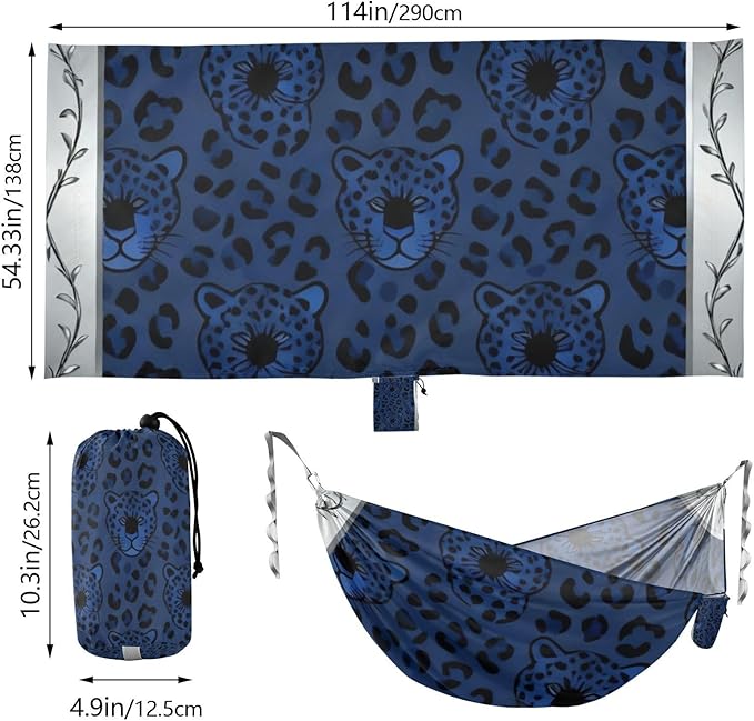 Blue Leopard Outdoor Hammocks Swing Hammock for Patio Backyard Lounge Base