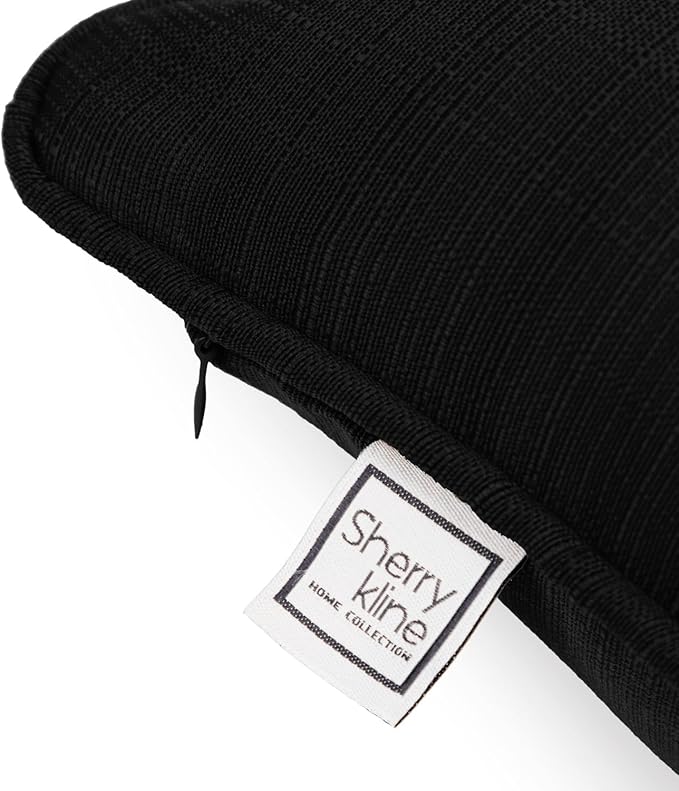 Sherry Kline Sunrise Indoor/Outdoor Square Corded Edge Filled Pillow Black 18"x18" Set of 2