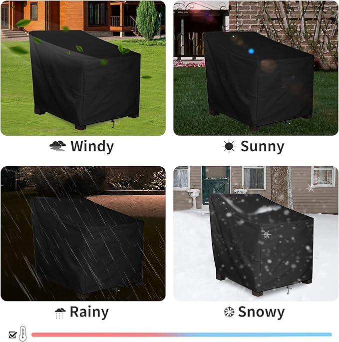 ALSTER Patio Chair Covers Waterproof, Outdoor Chair Covers(40" L x 40" W x 36" H), Durable and Waterproof Black Furniture Covers for Lounge Deep Seat, Rain Snow Dust Wind-Proof