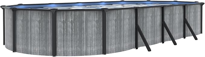 San Pedro 12x24-ft Oval 52-in Deep 6-in Top Rail Above Ground Steel Wall Swimming Pool Package