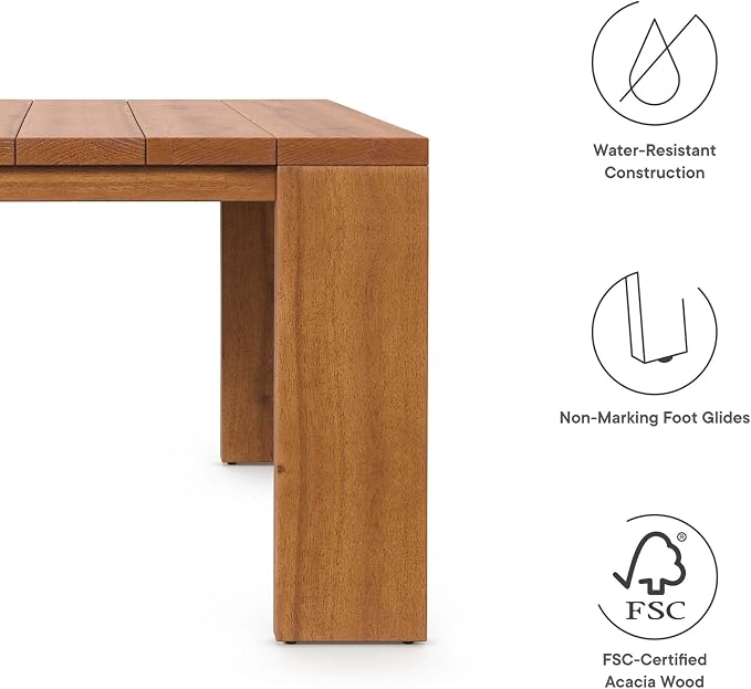 Modway Tahoe Acacia Wood Outdoor Patio Side Table in Natural - Ideal as Perfect Porch Furniture or Square Accent Table