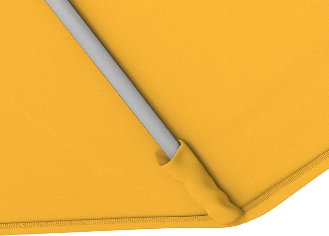 California Umbrella 11Ft Sunbrella Patio Umbrella, Fiberglass Ribs, Hand-Crank, Tilt-Collar, White Frame, Sunflower Yellow Fabric