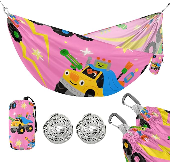 Cute Cartoon Colorful Truck 330lb Capacity Outdoor Hammock with Tree Straps Fabric Hammock for Indoor Outdoor Patio accesorios para Camping