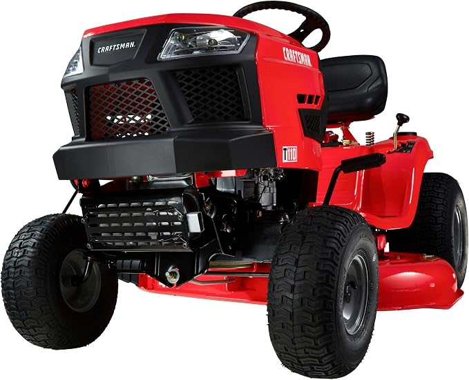 CRAFTSMAN 42" Gas Riding Lawn Mower with 17.5 HP* Briggs and Stratton Single-Cylinder Engine, Gas Lawn Tractor with 7-Speed Transmission, Red/Black (13AN77XSA93)