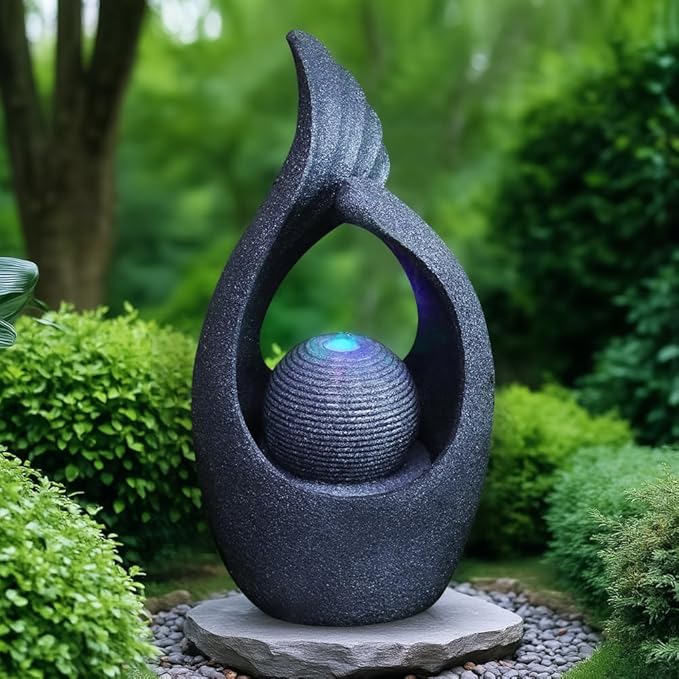 Smart Big-Sized Outdoor Waterfall Fountain - Outdoor Garden Water Feature with Zen Water Falls for Outside Garden & Home/Office Use (Water Droplet Design)