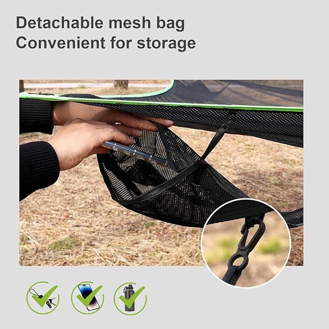 Outdoor Camping Hammock, 13ft Square Hammock Max 550 Lbs for 2-5 Adults Kids, Multi Person Tree Hammock with 4 Ratchet Tie Down Straps & Net Pocket