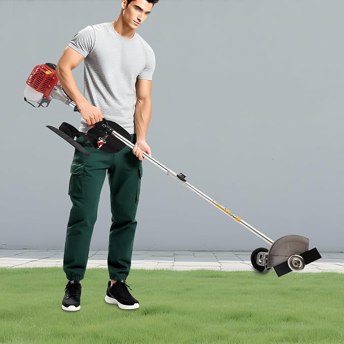 26cc 2-Stroke Gas Weed Eater, 2-in-1 Gas Brush Cutter & String Trimmer, Cordless Lawn Edger Gas String Trimmer, Weed Trimmer Gas Powered for Thick Brush, Overgrown Weeds & Lawn Maintenance