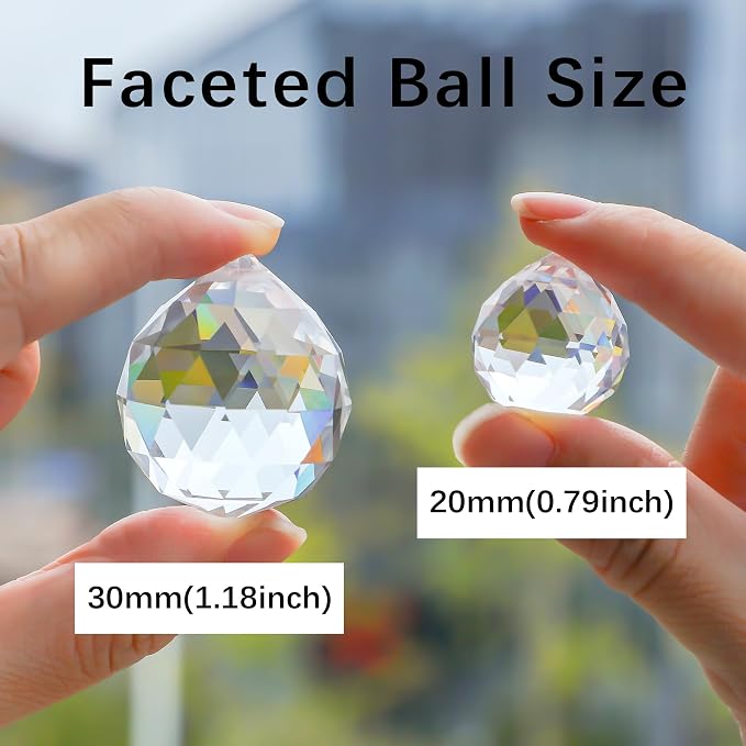48pcs Clear Faceted Crystal Ball Prism 1.2"/30mm Glass Prism Suncatcher | Rainbow Maker,Hanging Crystals Prisms for Windows Home Garden Decor,Sun Catcher Indoor Window,Large Beads For Suncatcher