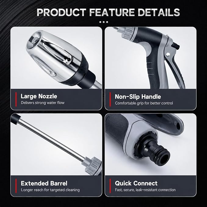 Multi Aquoxis Pressure Washer Gun, 2026 New Garden Shower High-Pressure Gun for Three Spray Modes, Durable Stainless Steel, Easy Installation, Universal Compatibility, Ideal for Patios and Driveways