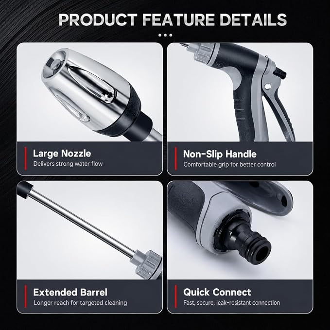Multi Aquoxis Pressure Washer Gun, 2026 New Garden Shower High-Pressure Gun for Three Spray Modes, Durable Stainless Steel, Easy Installation, Universal Compatibility, Ideal for Patios and Driveways