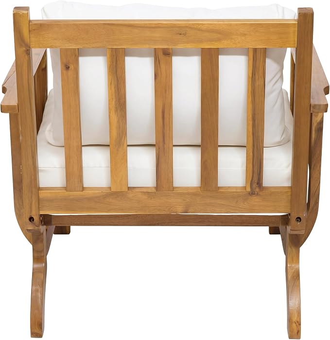 Merax 2 Piece 31.1" Mid-Century Modern Acacia Wood Outdoor Club Chair with Weather-Resistant Cushion, Patio Lounge Chair for Poolside, Deck, Backyard